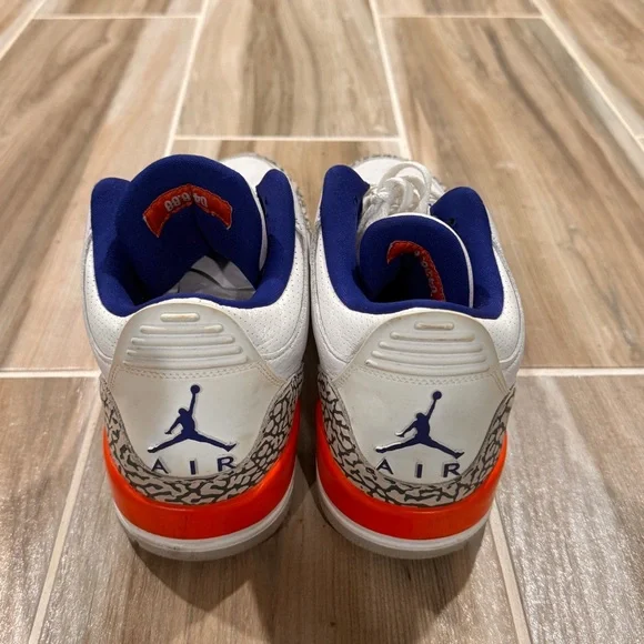 Nike Air Jordan 3 Retro Knicks Mens Size 10.5 136064-148 Sneaker White Orange - Picture 6 of 9